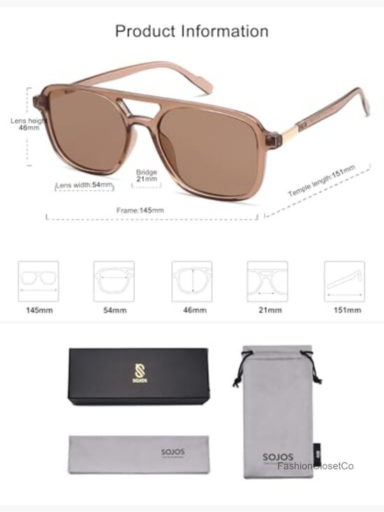 Retro Aviator Sunglasses Rectangle UV400 Protection